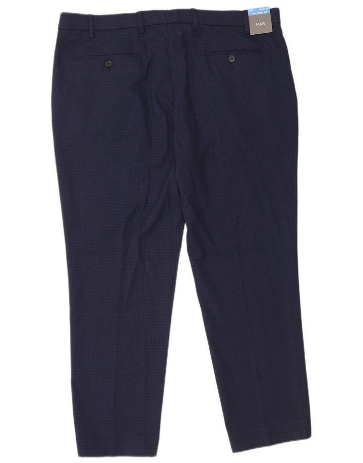 Marks & Spencer Pantalon de Costume Coupe Ajustée Homme W40 L29 Bleu Marine