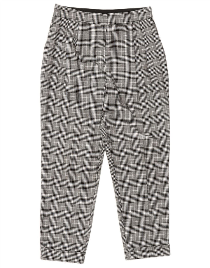 Zara Pantalon Chino Fuselé Femme Petit W27 L25 Gris Carreaux Polyester