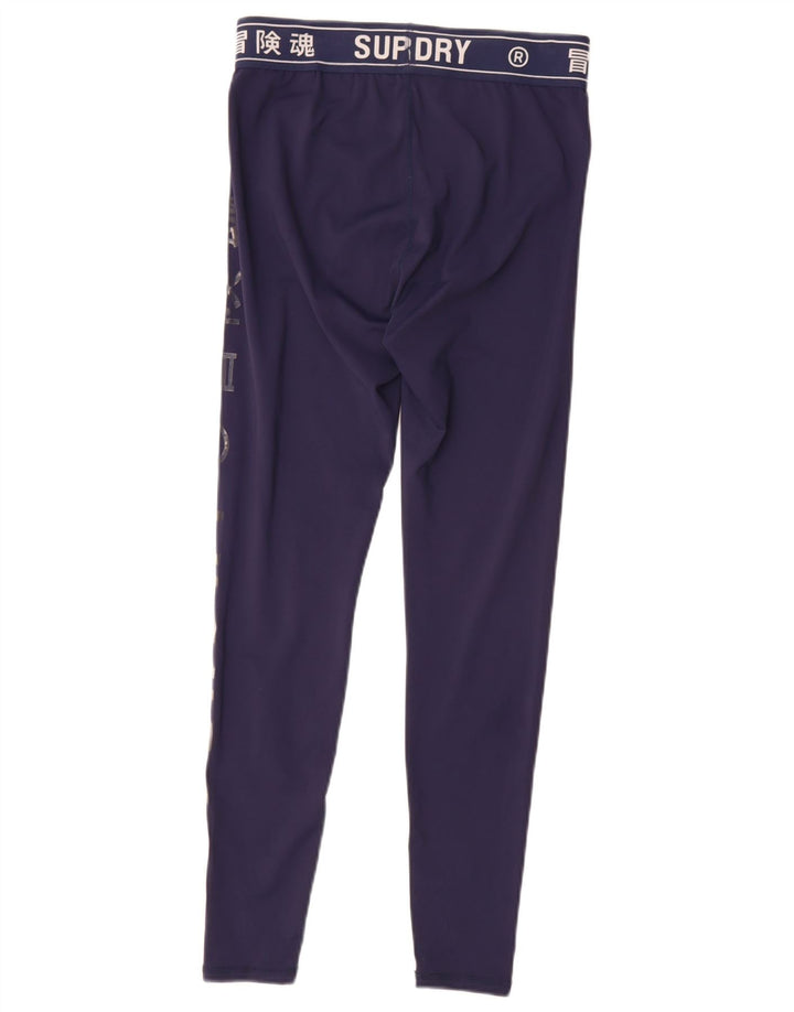 Superdry Leggings Graphiques Femme UK 12 Polyester Bleu Marine Moyen