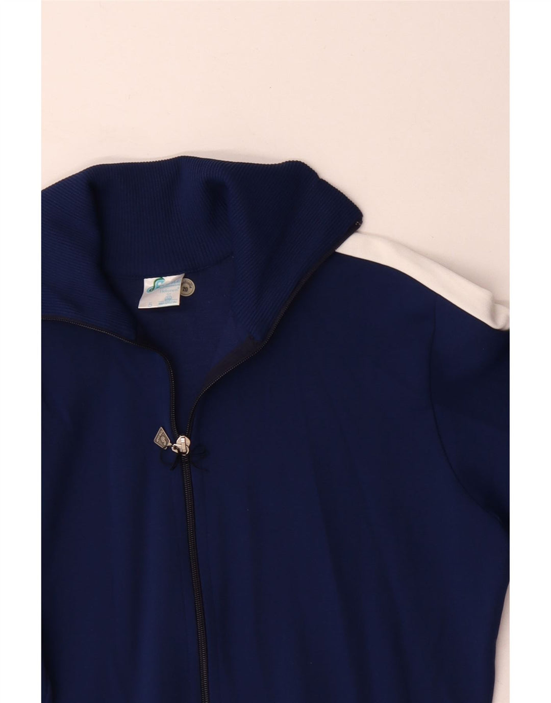 Vintage Mens Graphic Survêtement Top Veste Bleu Marine Moyen Colorblock
