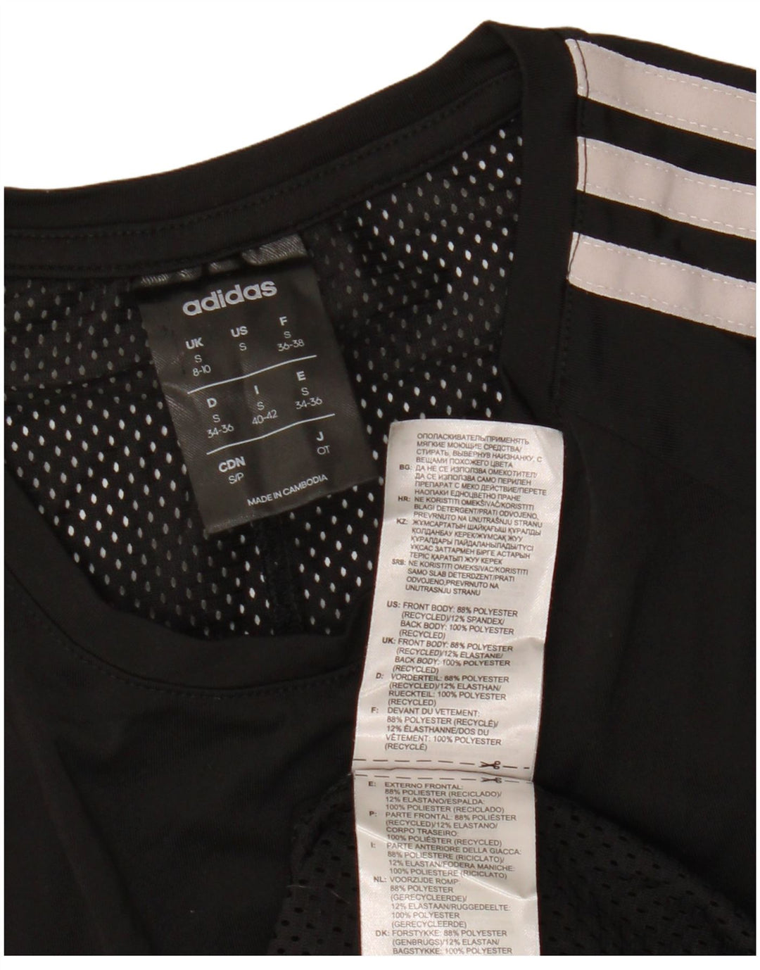 ADIDAS Femmes Climalite T-Shirt Top UK 8/10 Petit Noir Polyester