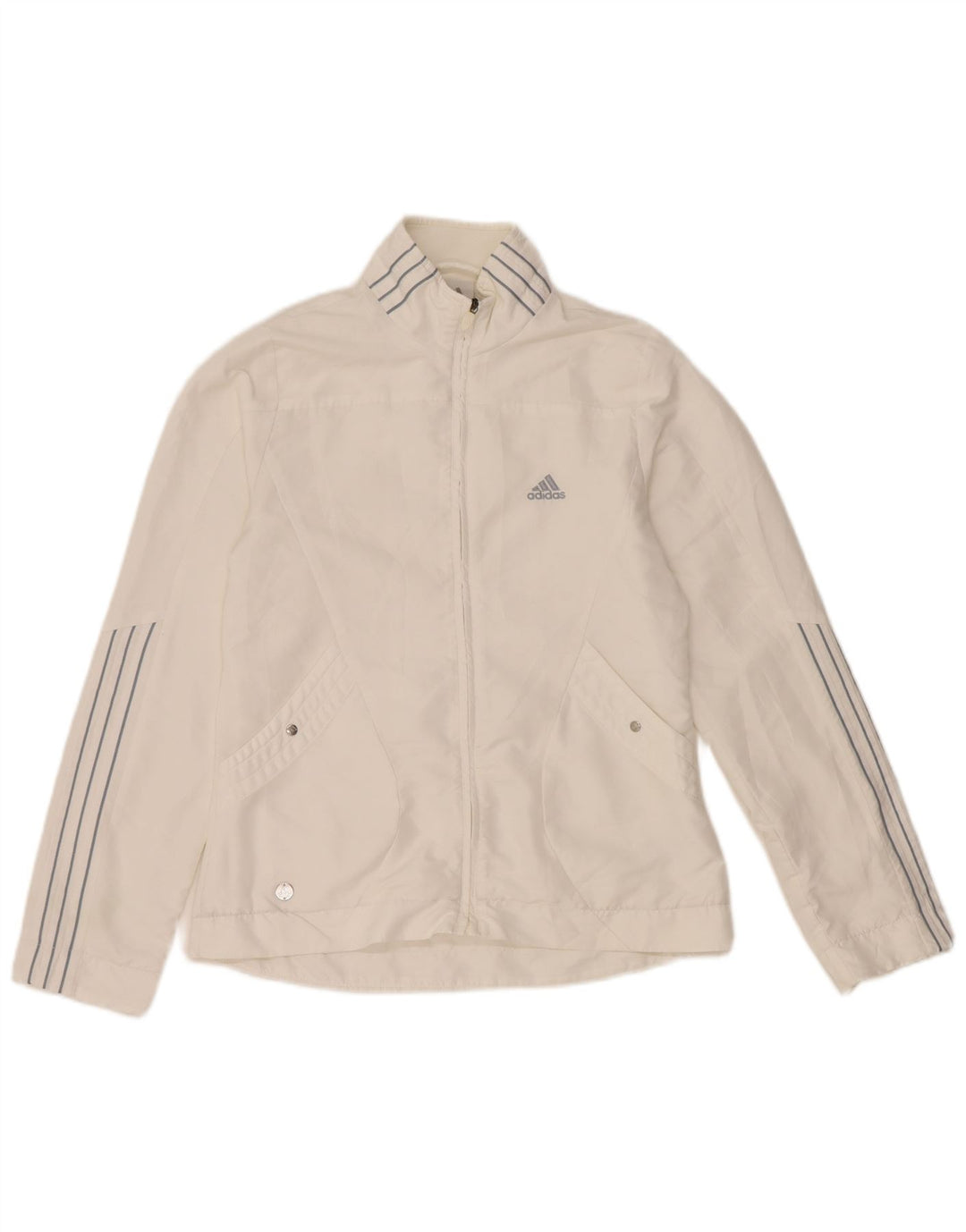 ADIDAS Veste de survêtement pour femme UK 10 Small Blanc Polyester