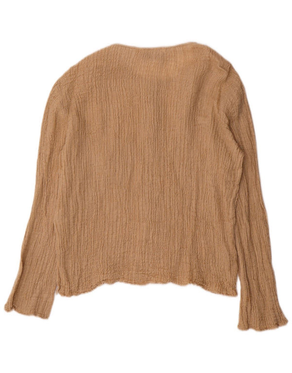 Zara Chemisier à manches longues pour femme UK 16 Grand coton beige