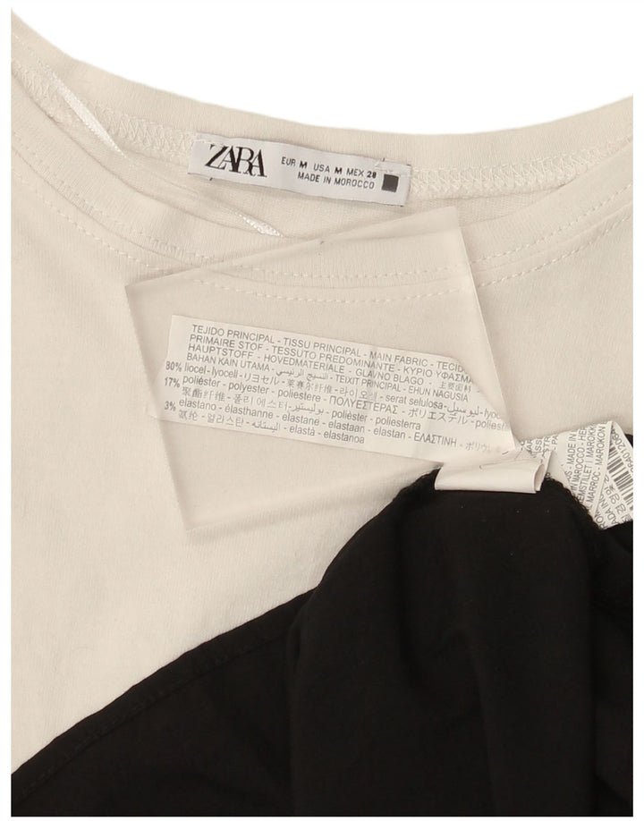 Zara Femme Haut Oversize Manches Longues UK 14 Medium Blanc Colourblock