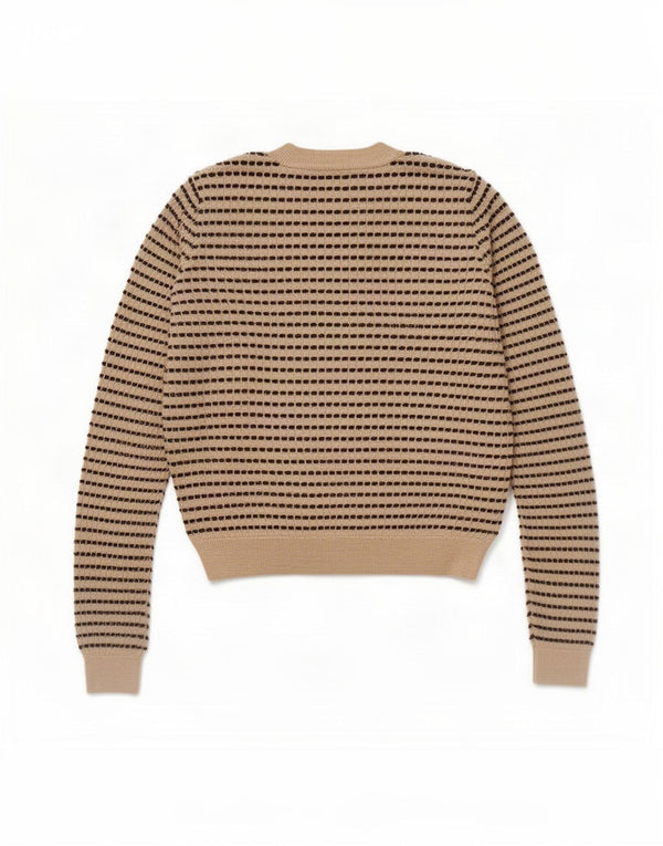 Zara Womens Crop Boat Neck Jumper Sweater UK 10 Petit Beige Rayé