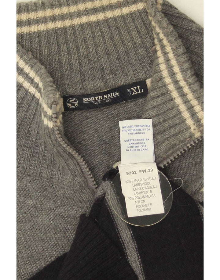 North Sails Pull Cardigan Homme XL Gris Colorblock Laine