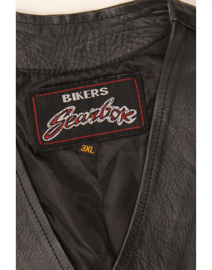 Gilet en cuir de motard vintage pour hommes 3XL noir