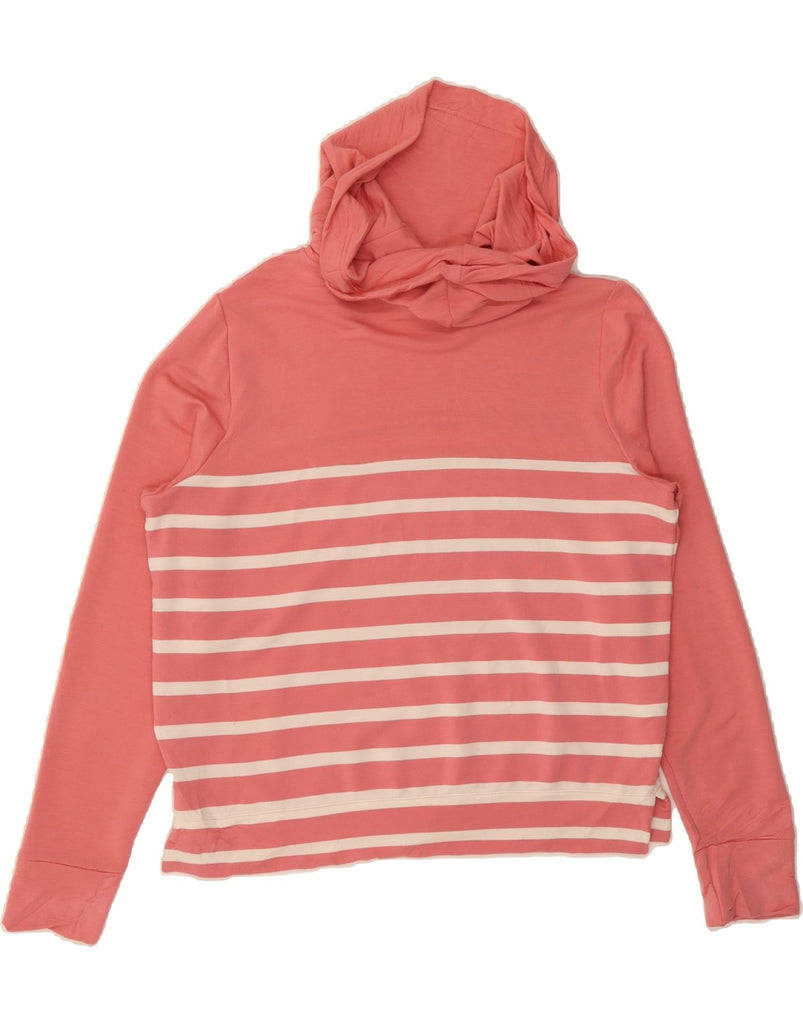 RALPH LAUREN Womens Loose Fit Hoodie Jumper UK 14 Medium Pink Striped Vintage Ralph Lauren and Second-Hand Ralph Lauren from Messina Hembry 
