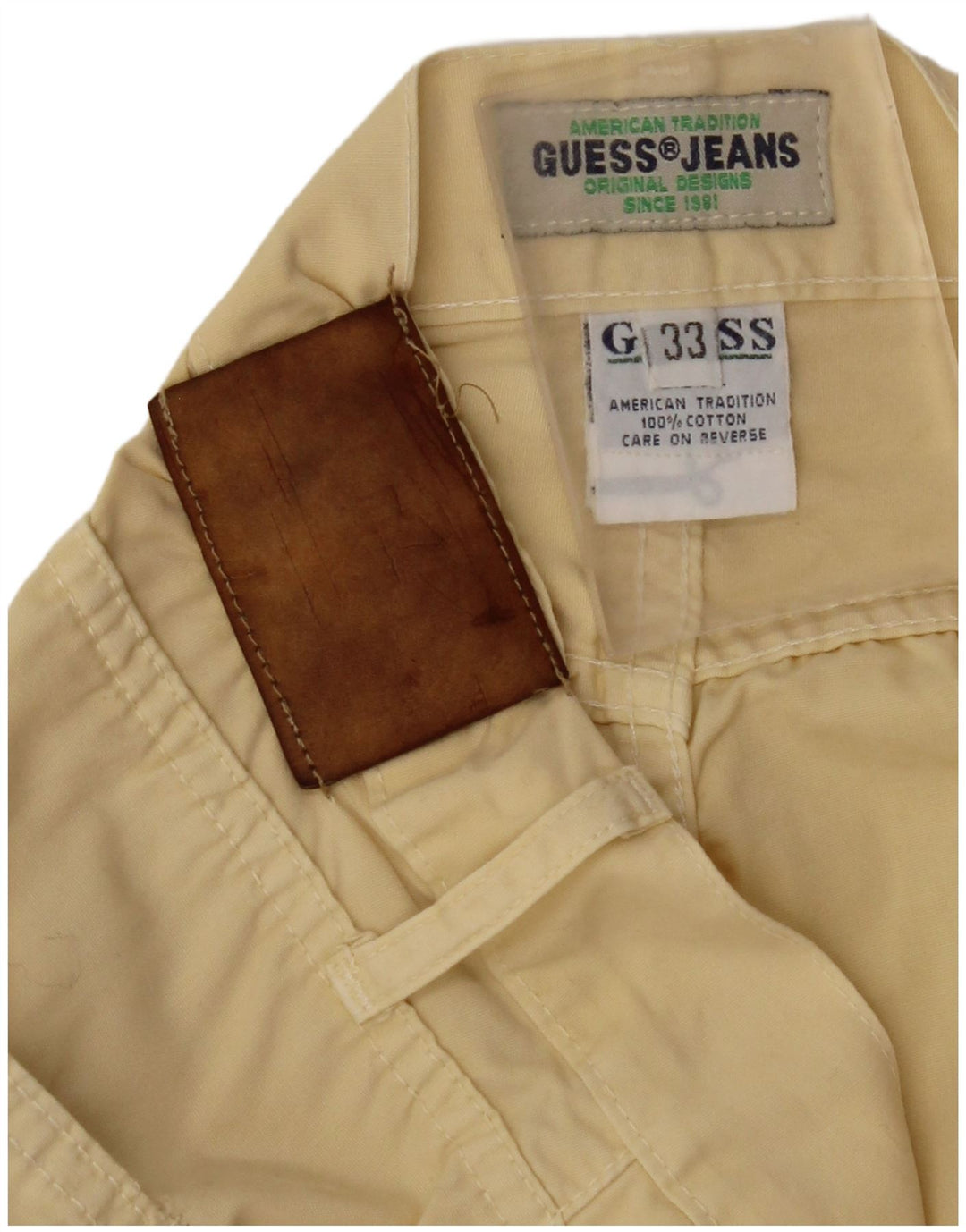GUESS Pantalon décontracté droit pour homme W33 L32 Jaune Coton