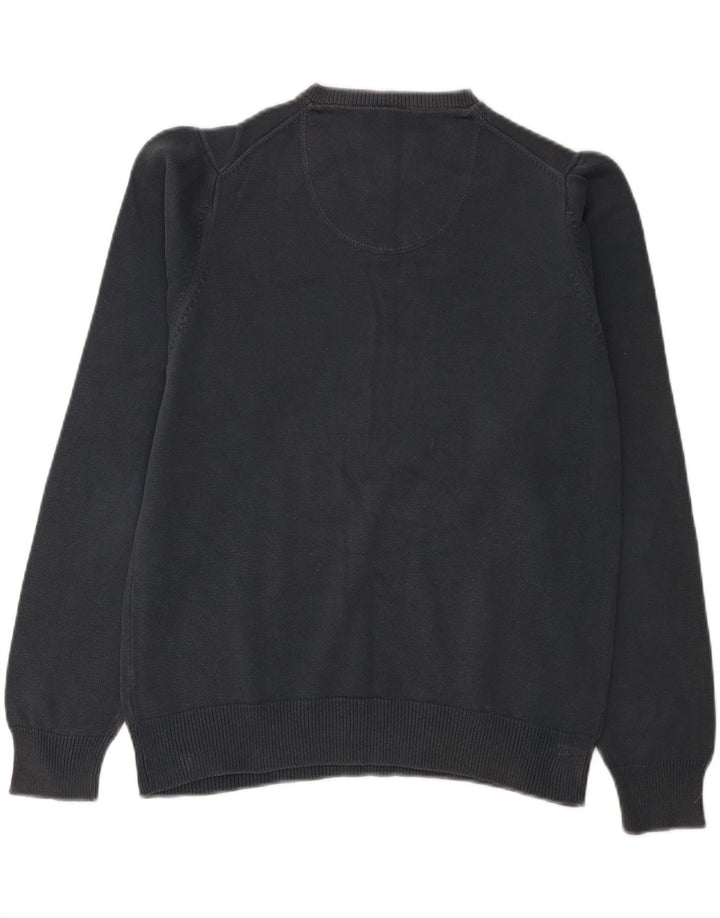Marks & Spencer Pull col en V pour femme UK 14 Bleu marine moyen Coton