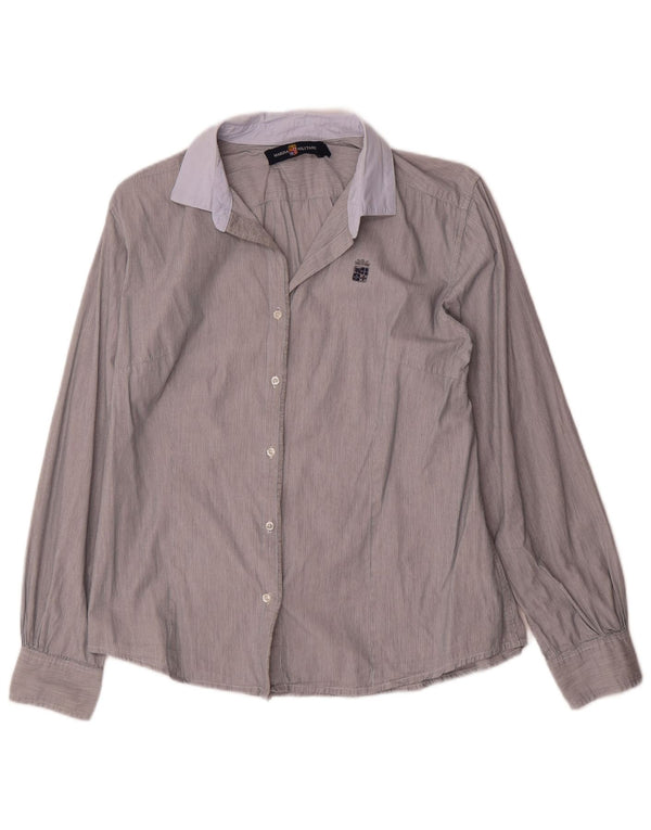 Marina Militare Chemise Femme UK 20 2XL Gris Coton à Rayures