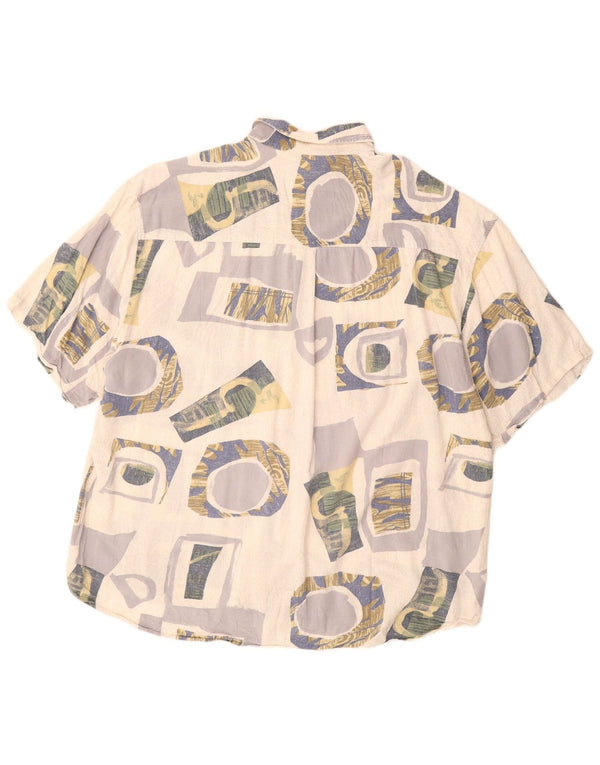 VINTAGE Mens Short Sleeve Shirt Size 43/44 XL White Patchwork