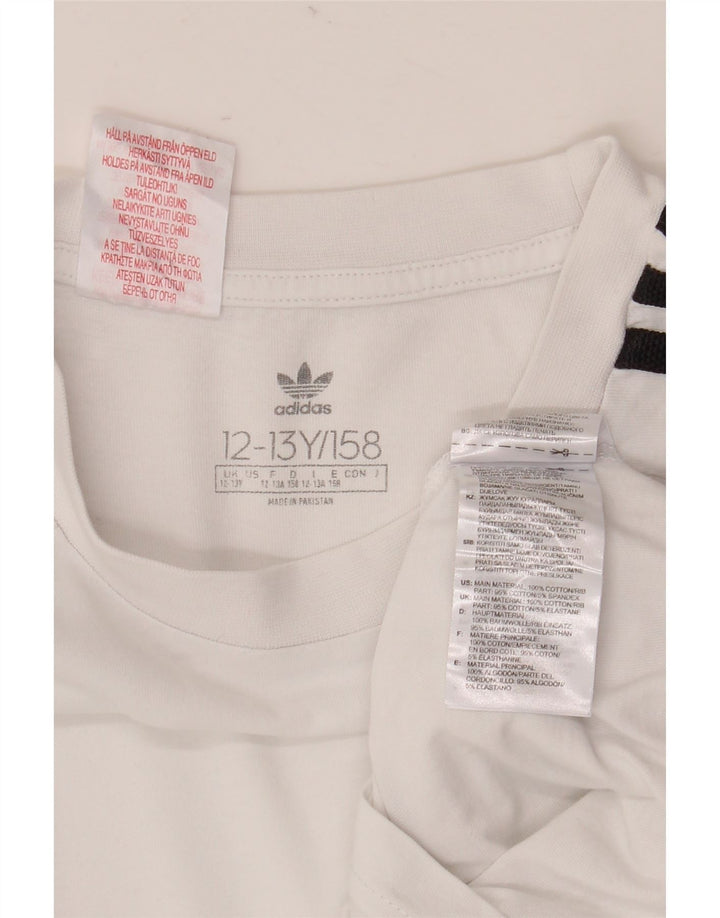 Adidas Top Fille Manches Longues 12-13 ans Blanc Coton