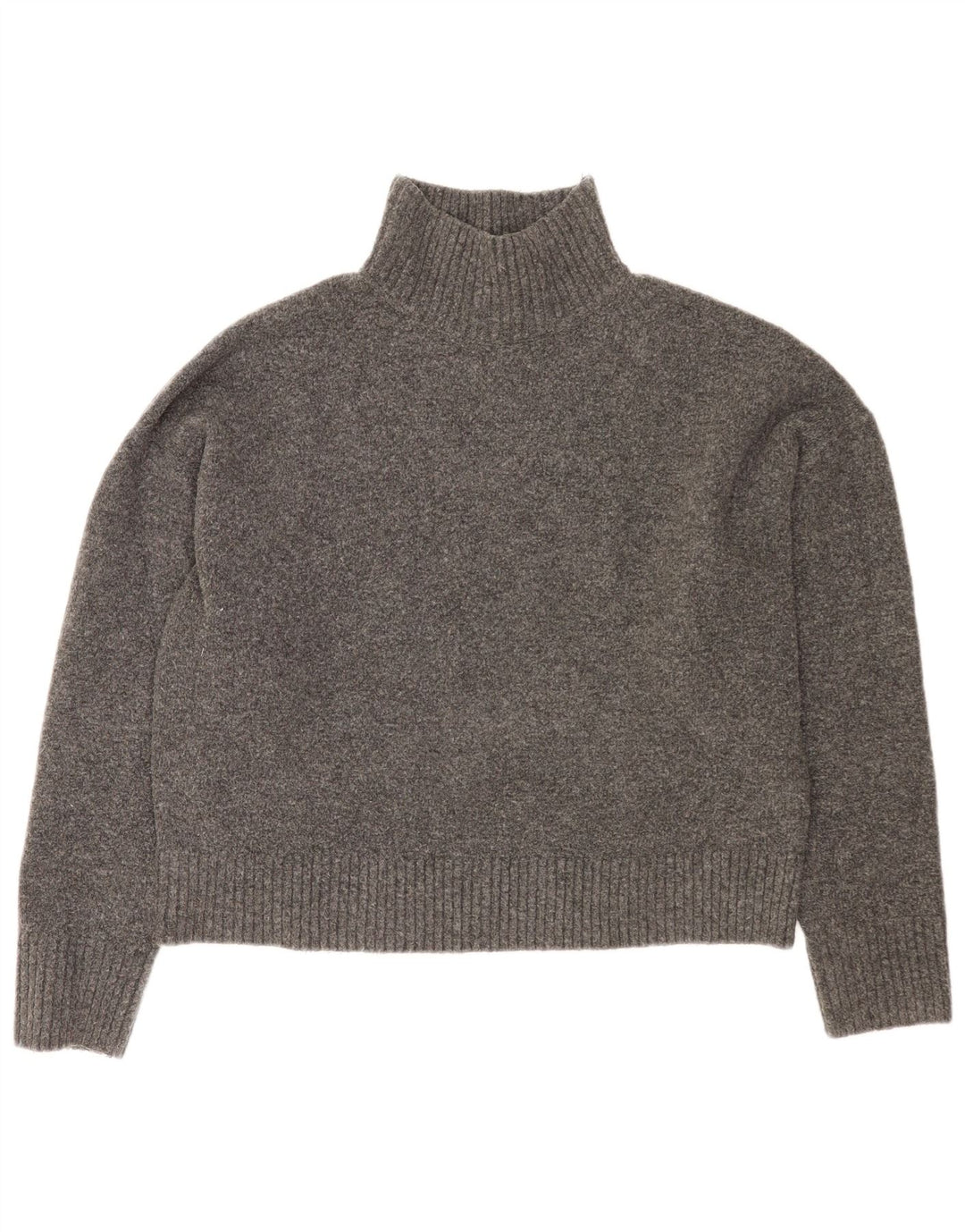 Zara Pull court surdimensionné à col roulé pour femme UK 16 Large Gris