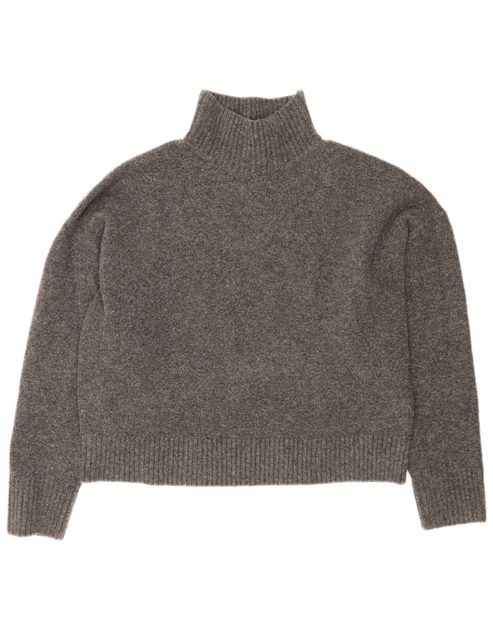 Zara Pull court surdimensionné à col roulé pour femme UK 16 Large Gris
