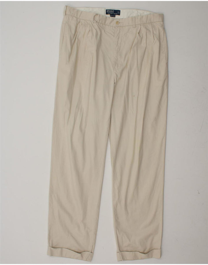 POLO RALPH LAUREN Pantalon Chino Pegged Homme W35 L32 Coton Blanc Cassé