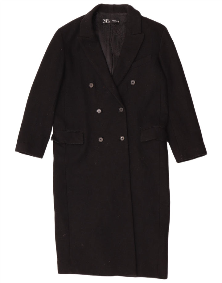 Zara Manteau croisé pour femme UK 14 Laine noire moyenne