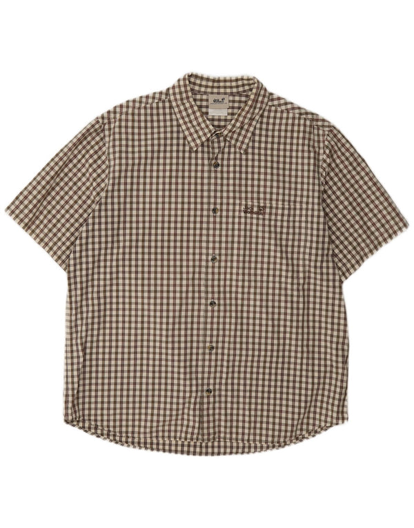 Jack Wolfskin Chemise à manches courtes pour homme Coupe régulière UK 44/46 XL Marron à carreaux
