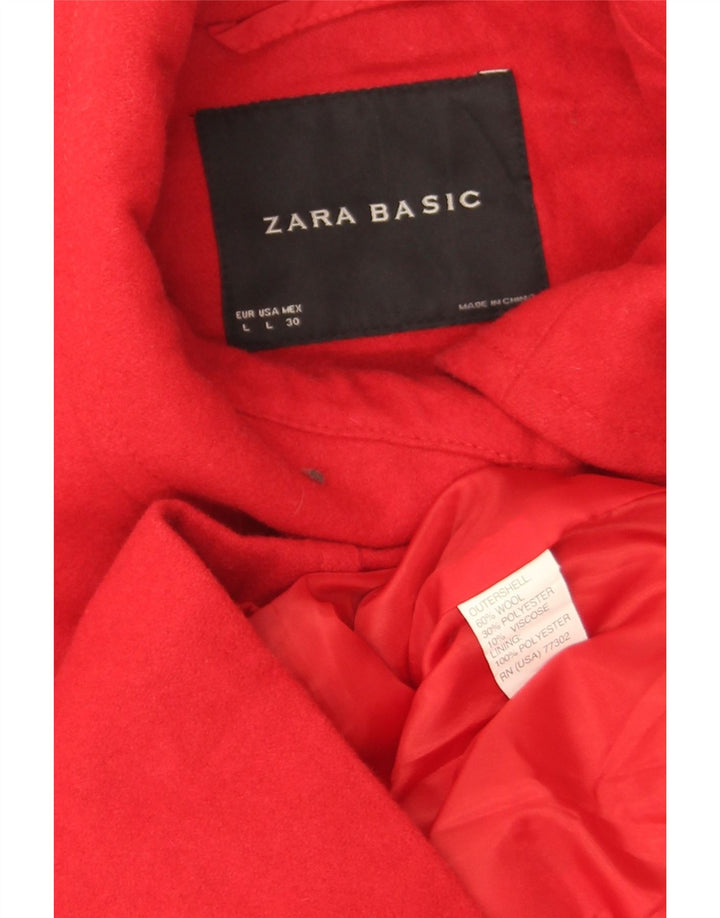 Zara Womens Caban court UK 16 Grande laine rouge