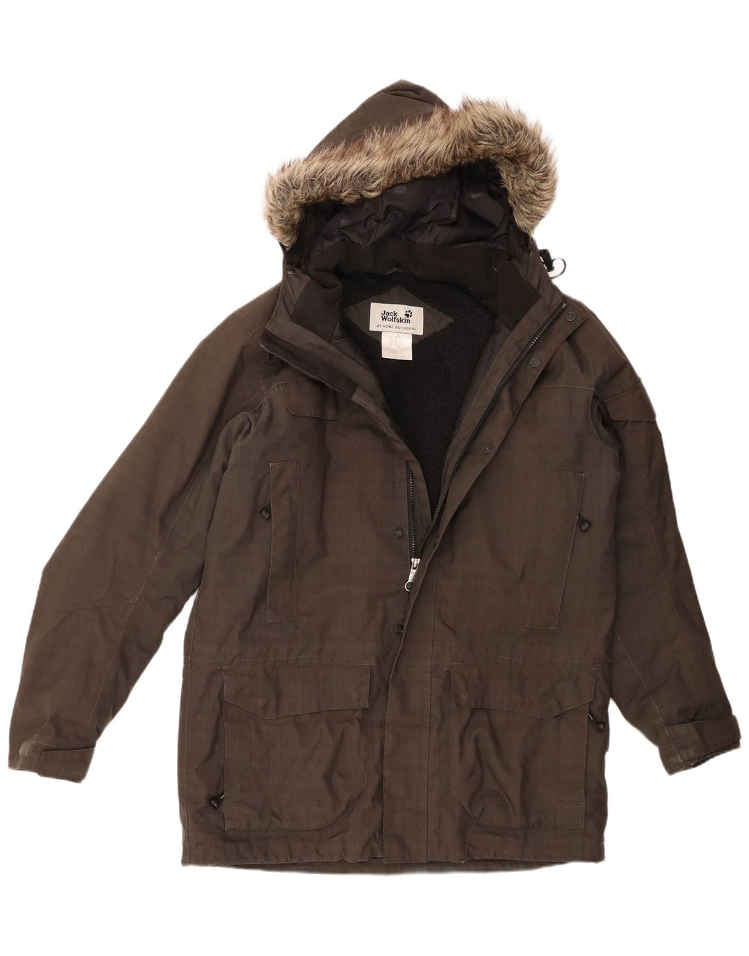 Jack Wolfskin Veste Sherpa Parka à capuche pour homme UK 34 Petit Gris Polyester