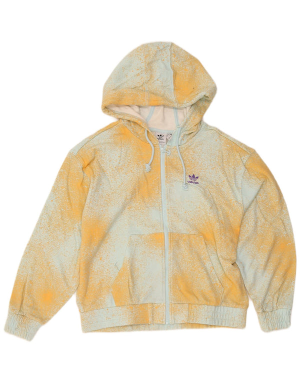 Adidas Pull à capuche zippé surdimensionné pour femme UK 6 XS Jaune Tie Dye