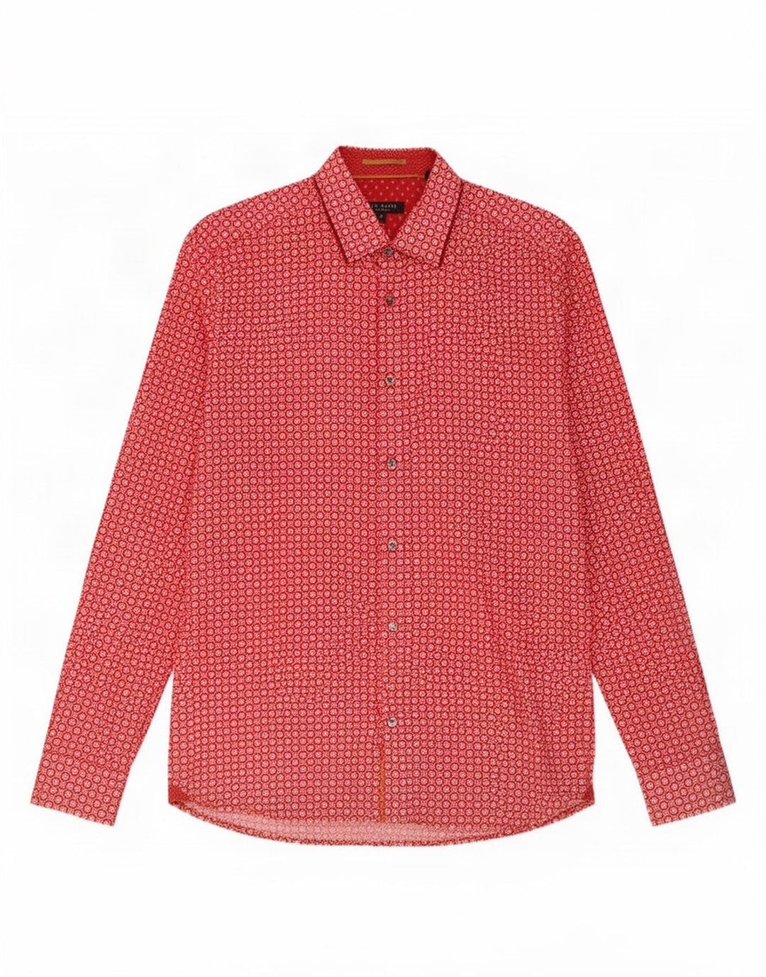 Ted Baker Chemise Homme Taille 3 Coton Géométrique Rouge Moyen