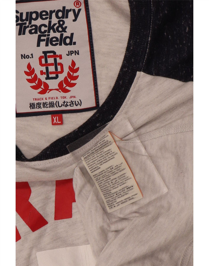 Superdry Homme Graphic T-Shirt Top XL Gris Colorblock Coton