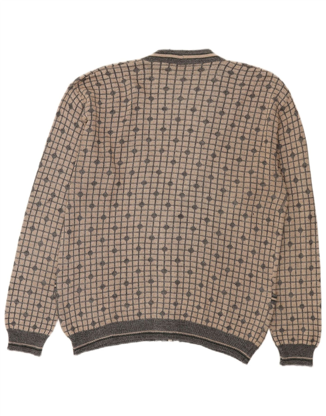 Spazio Cardigan Homme Pull IT 52 Grand Carreau Beige Coton