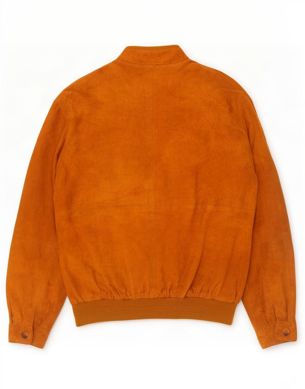 vintage Mens Suede Bomber Jacket IT 50 Grand Cuir Marron