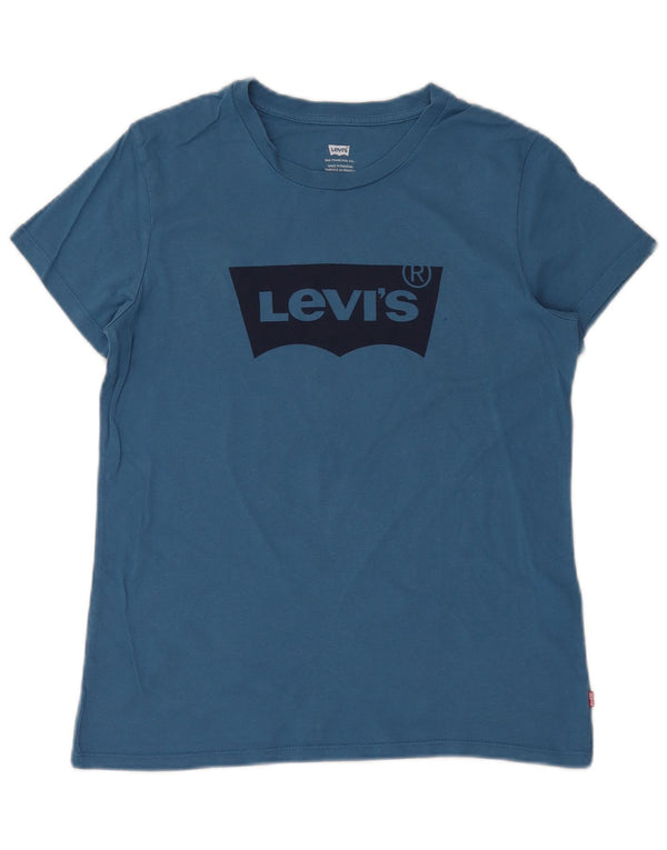 LEVI'S T-shirt graphique pour femme UK 10 Small Bleu Coton