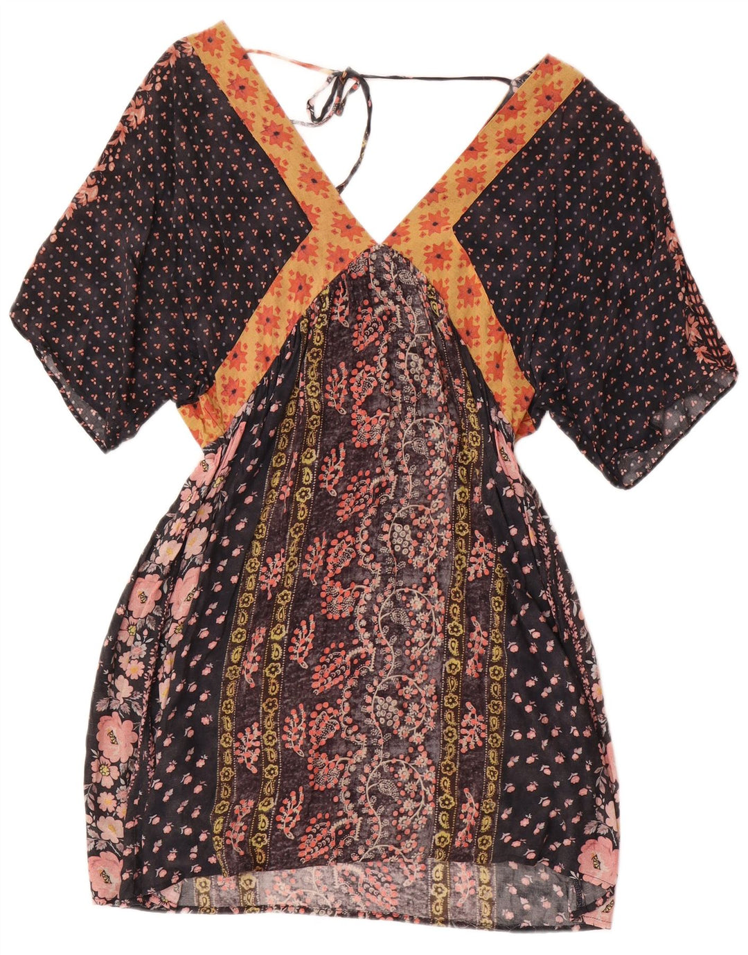 Zara Robe caftan pour femme UK 12 Medium Noir Floral