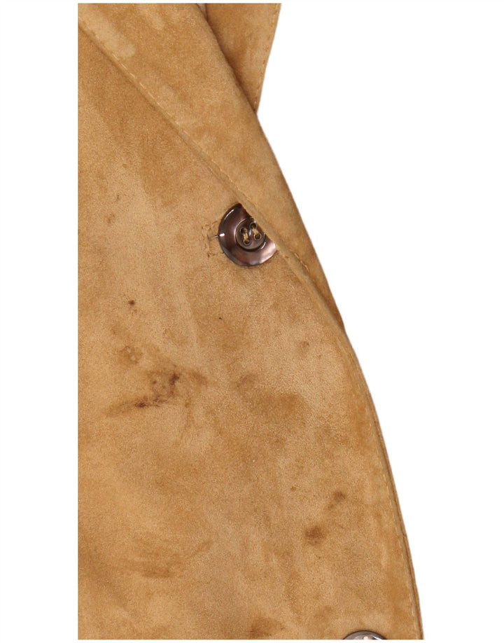 vintage Femme 2 Boutons Blazer En Daim Veste UK 14 Brun Moyen