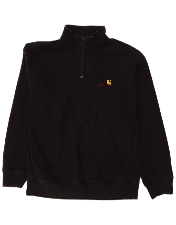 Carhartt Sweat-shirt à col zippé pour homme Grand coton noir