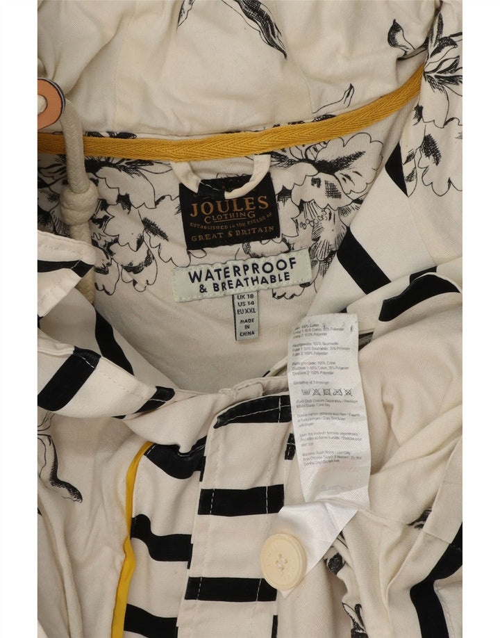 Joules Veste imperméable surdimensionnée à capuche pour femme UK 18 XL Blanc rayé