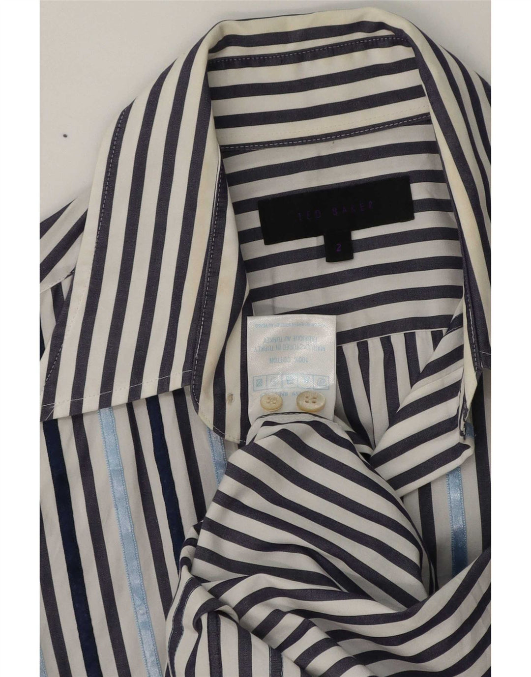 Ted Baker Chemise Homme Taille 2 Petit Coton Rayé Bleu