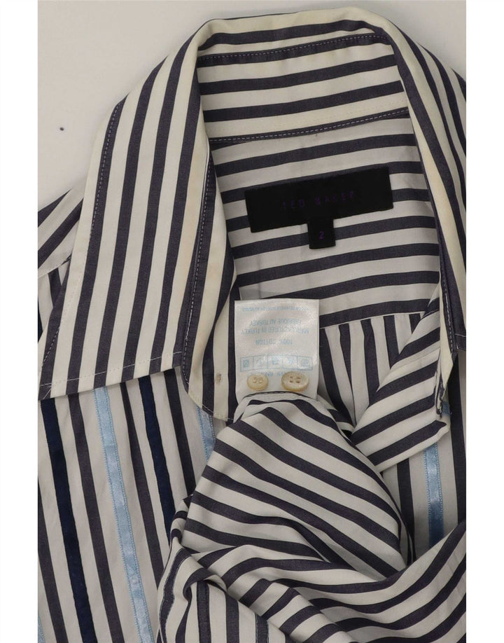 Ted Baker Chemise Homme Taille 2 Petit Coton Rayé Bleu