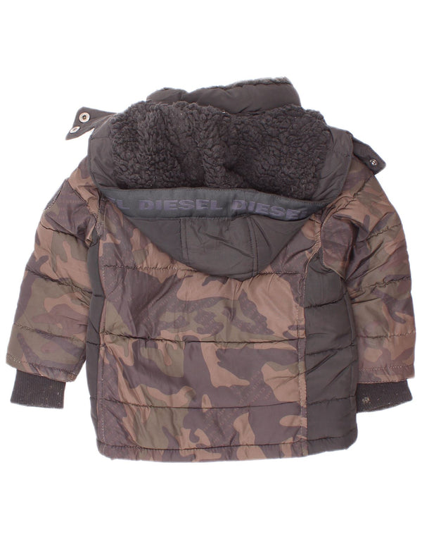 Diesel Veste matelassée à capuche graphique pour bébé garçon 18-24 mois Gris camouflage