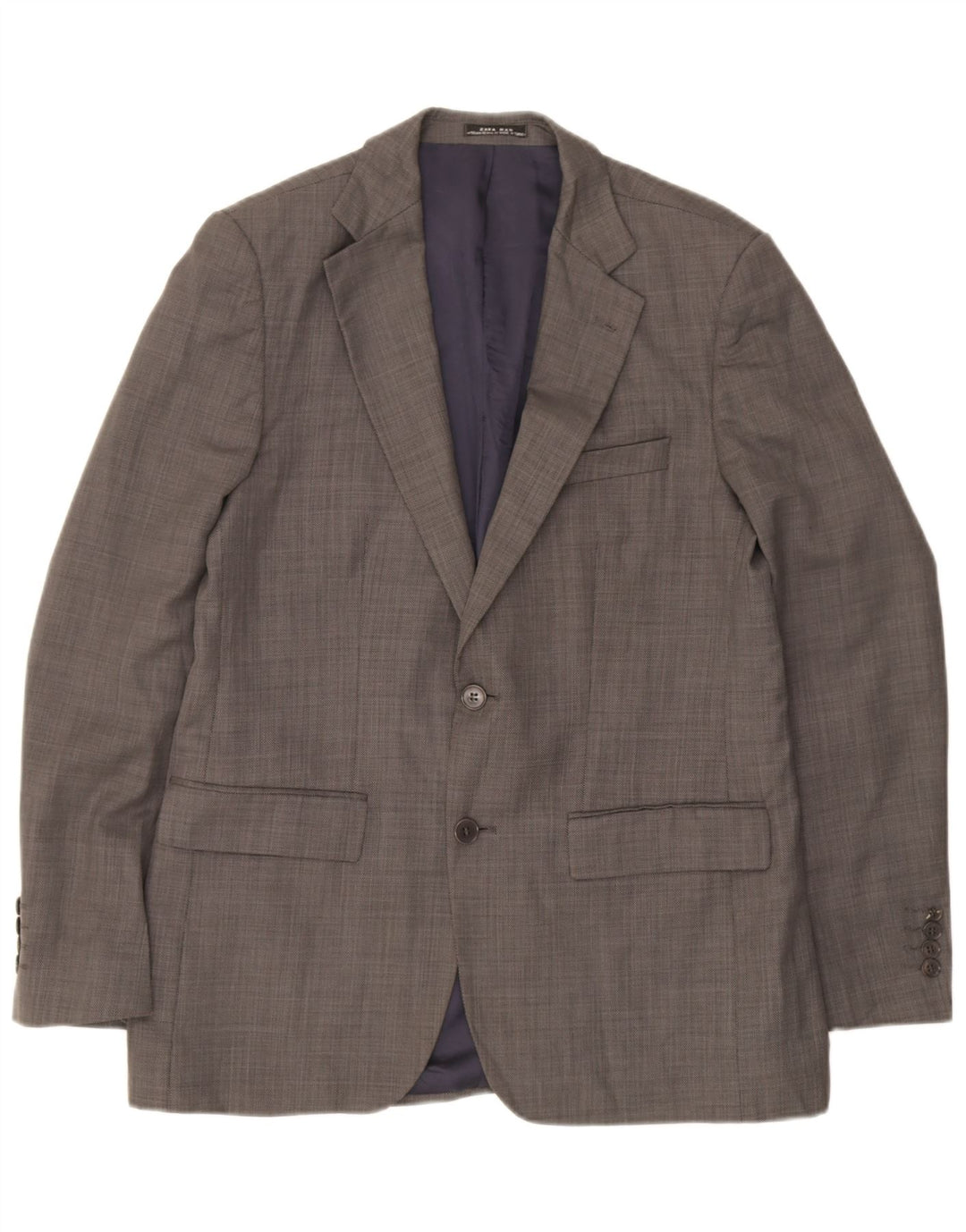 Zara Veste Blazer 2 Boutons Homme EU 52 Grande Laine Grise