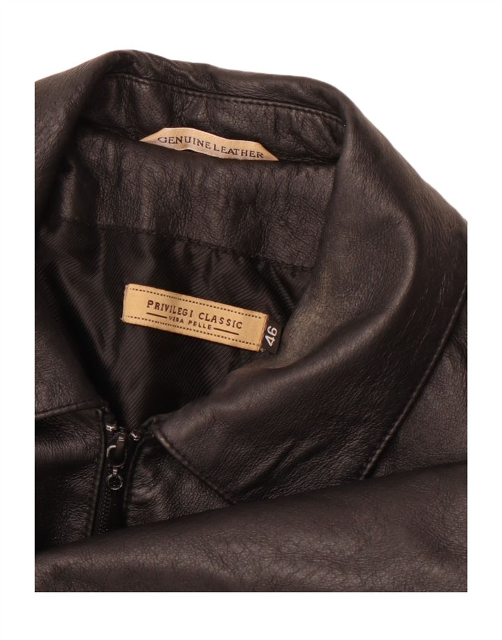 PRIVILEGI Veste en Cuir Femme IT 46 Grand Cuir Noir