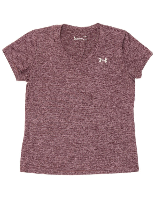 Under Armour T-shirt Heat Gear pour femme UK 14 Bordeaux moyen moucheté