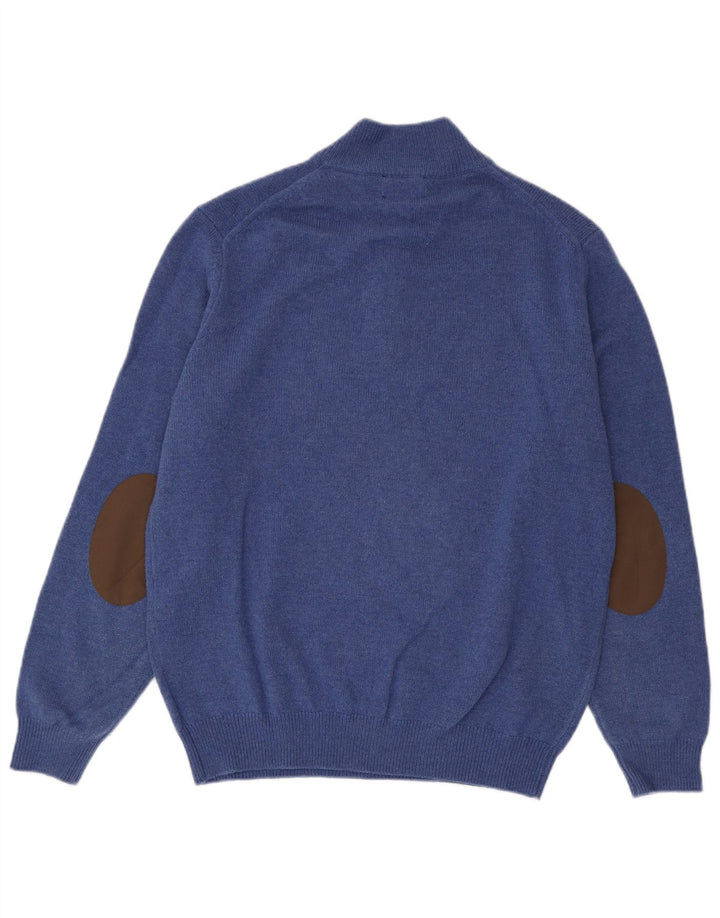 Hackett Pull à col zippé pour homme en laine bleue Large