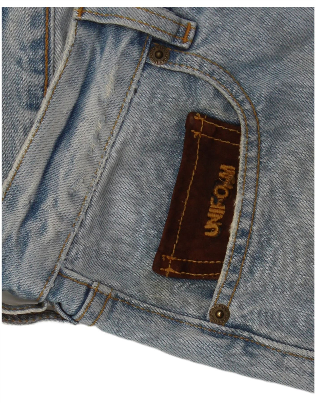 Uniforme Short en jean vieilli pour homme W30 en coton bleu moyen