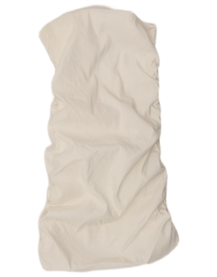 Zara Femme Robe Bustier UK 12 Moyen Blanc Coton