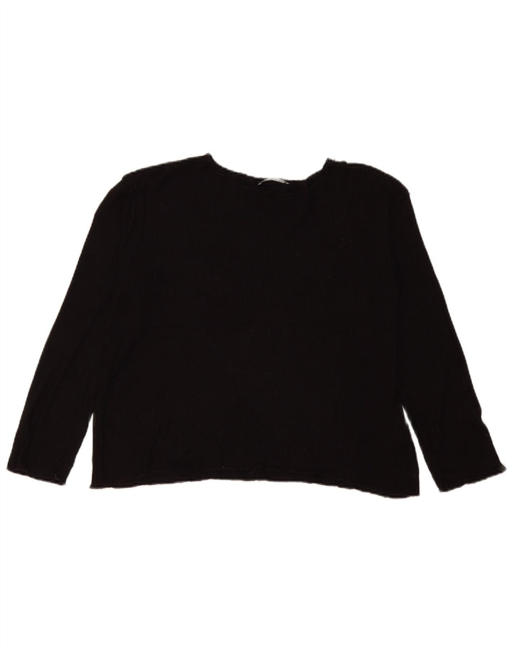 Zara Femme Haut Oversize Manches Longues UK 10 Petit Viscose Noir