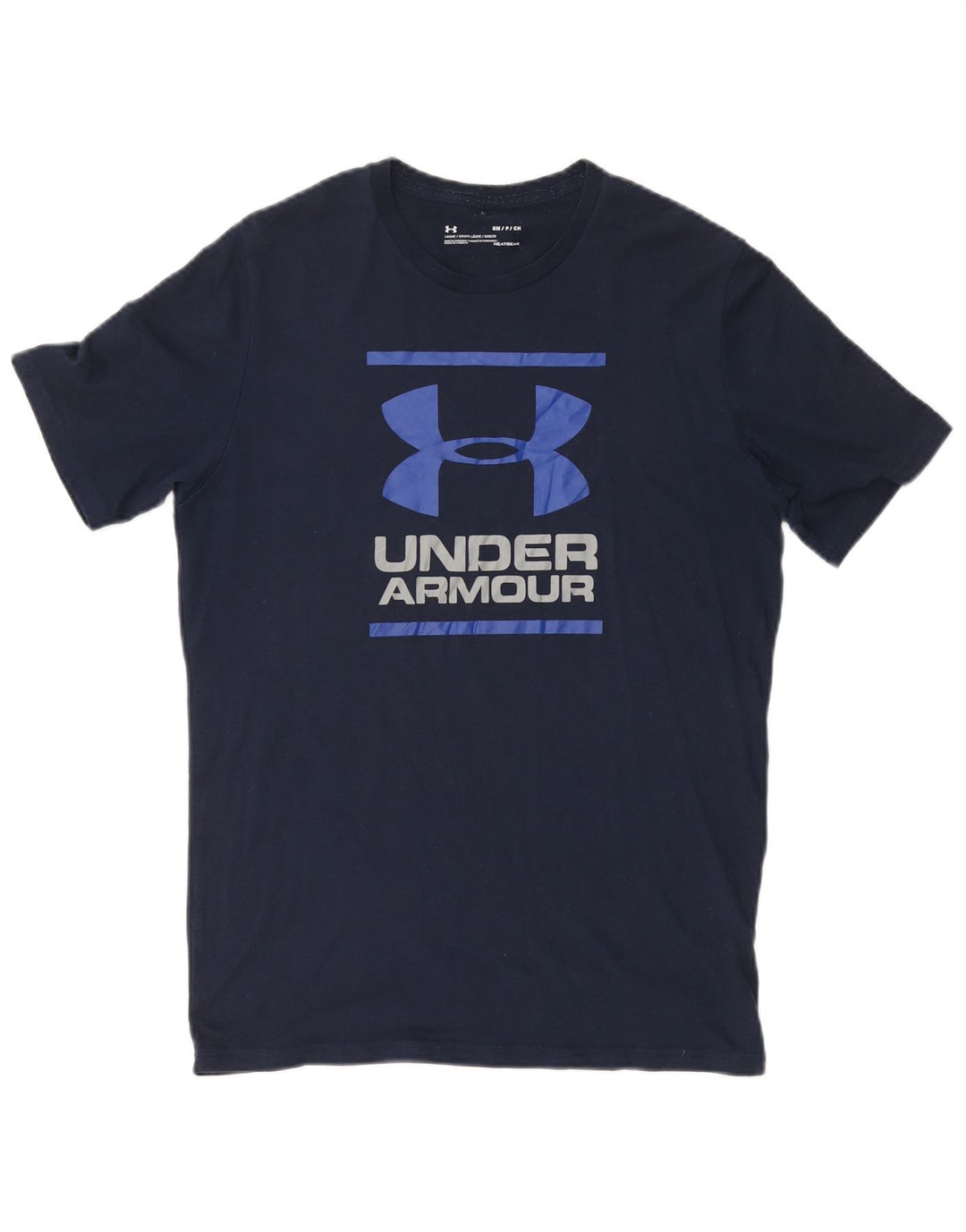 UNDER ARMOUR T-shirt Heat Gear Graphic pour homme, petit, bleu marine, en coton
