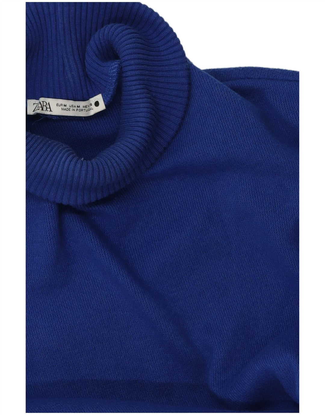 Zara Pull court à col roulé pour femme UK 14 Bleu moyen