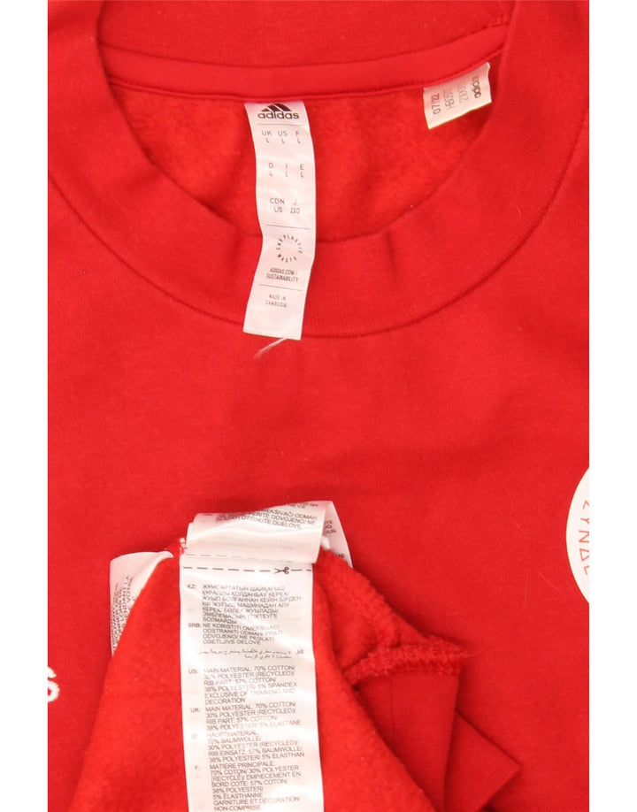 Adidas Sweat-shirt graphique pour homme en coton rouge Taille L