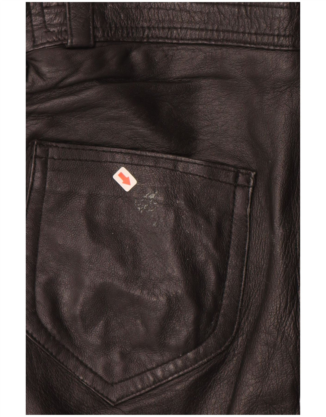 VINTAGE Pantalon droit en cuir pour femme IT 40 Small W28 L28 Cuir noir