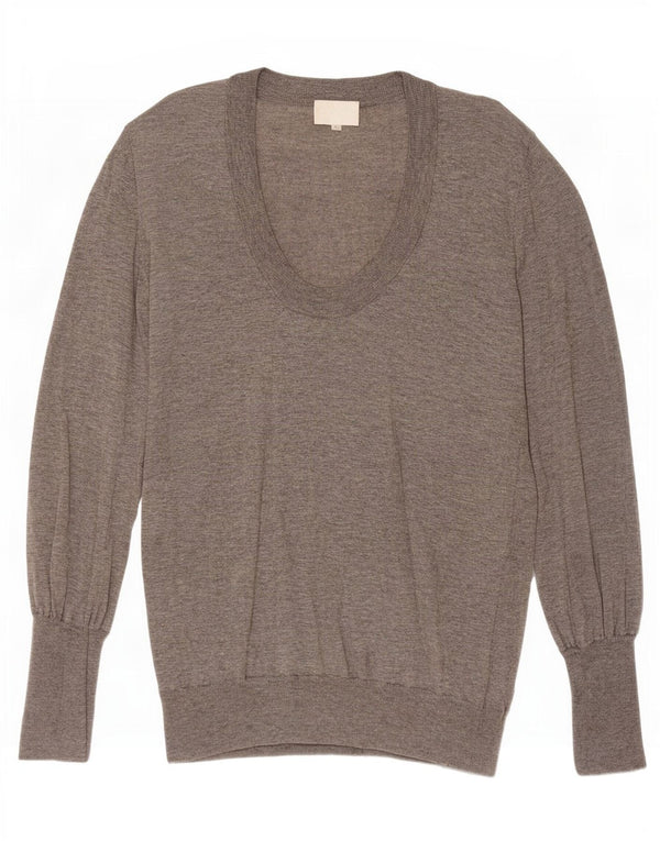 Vintage Womens Boat Neck Jumper Sweater UK 14 Large Grey Flecked Cashmere