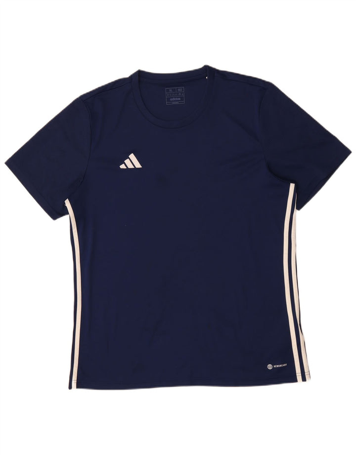 ADIDAS Hommes Aeroready Slim Fit T-Shirt Top XL Bleu Marine Polyester